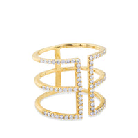 Sortija GeometriCh de oro amarillo con hileras de diamantes