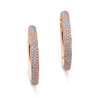 Aros oro rosa con pavé de diamantes 3cm|Chocrón Joyeros