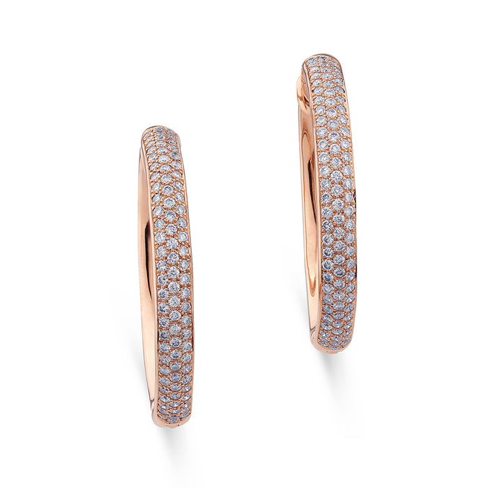 Aros oro rosa con pavé de diamantes 3cm|Chocrón Joyeros