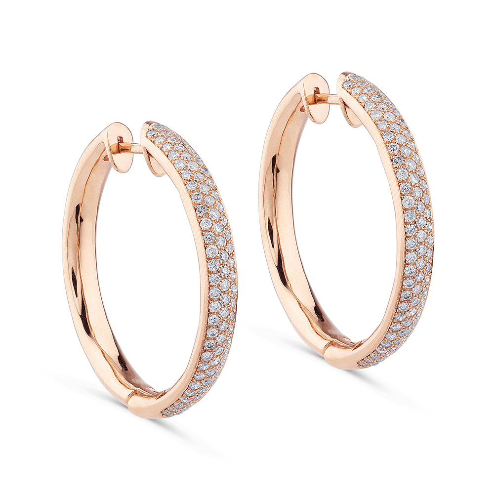 Aros de oro rosa con pavé de diamantes (3cm)