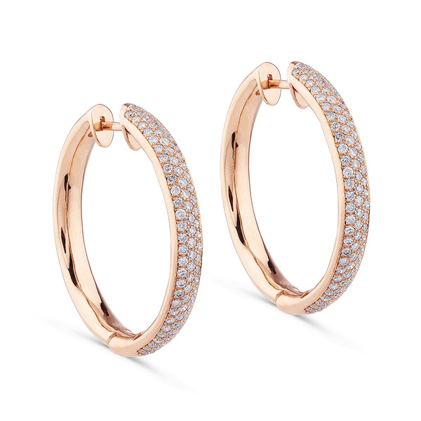 Aros de oro rosa con pavé de diamantes (3cm)