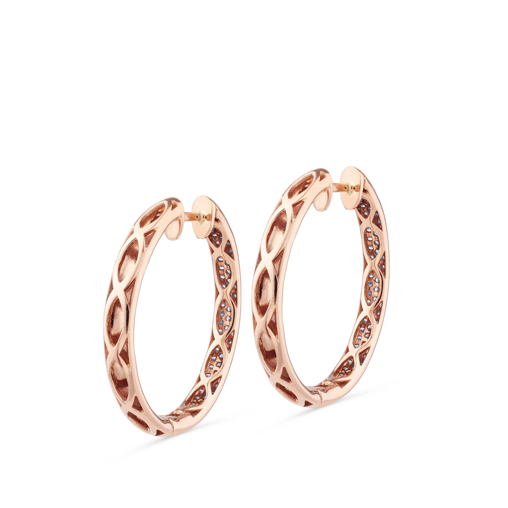 Aros de oro rosa con pavé de diamantes (3cm)