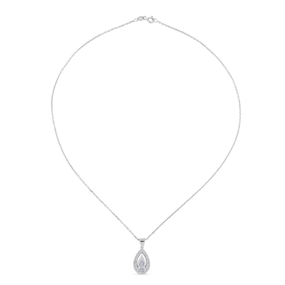Colgante oro blanco con diamante talla perilla y brillantes|Chocrón Joyeros