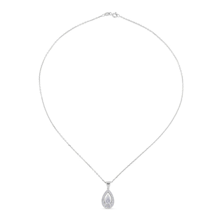 Colgante oro blanco con diamante talla perilla y brillantes|Chocrón Joyeros