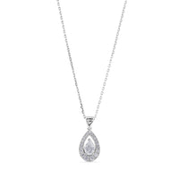 Colgante de oro blanco con diamante talla perilla y brillantes