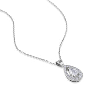 Colgante de oro blanco con diamante talla perilla y brillantes