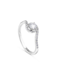 Solitario oro blanco 4 garras orla pavé de brillantes|Chocrón Joyeros