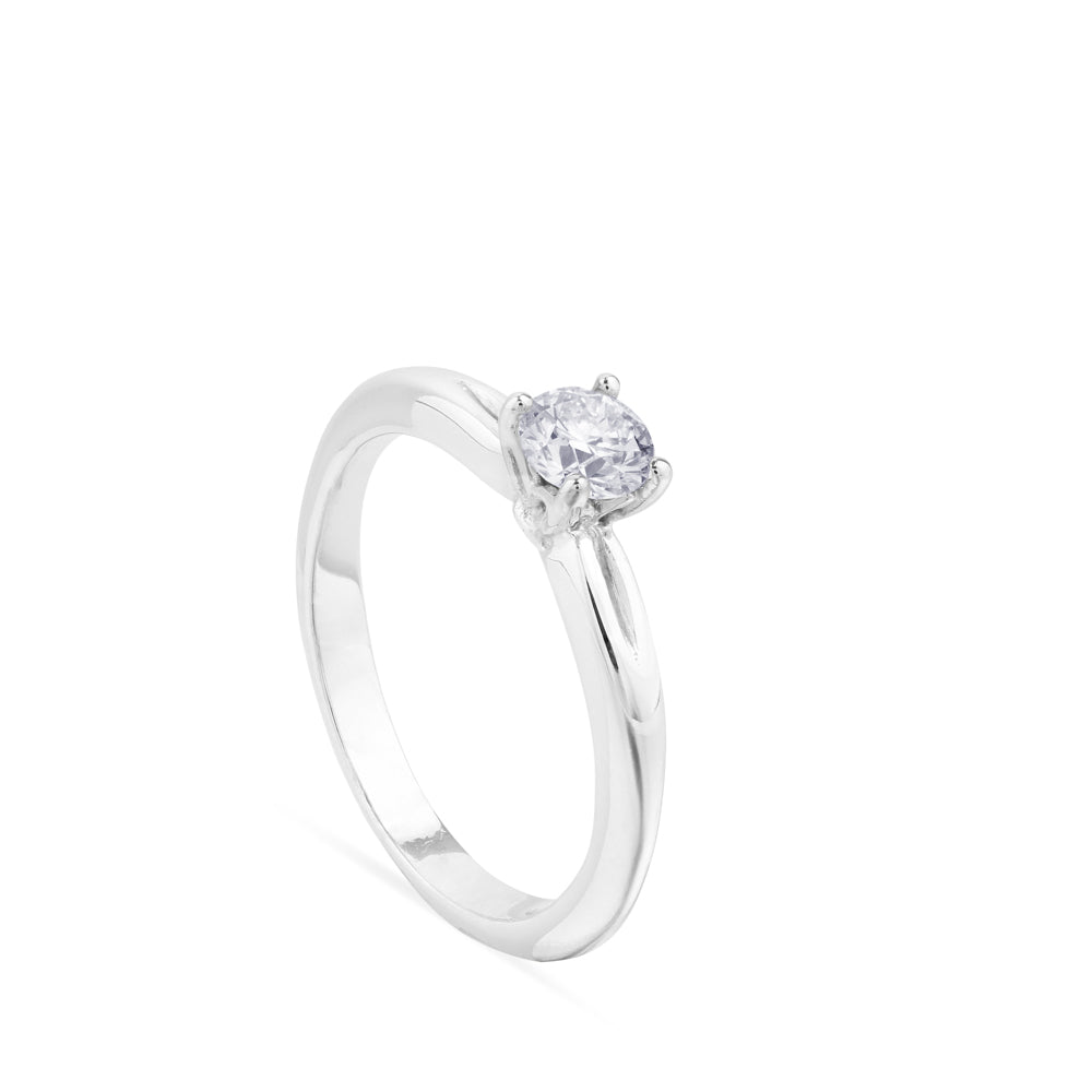 Solitario oro blanco 0,35 quilates 4 garras|Chocrón Joyeros