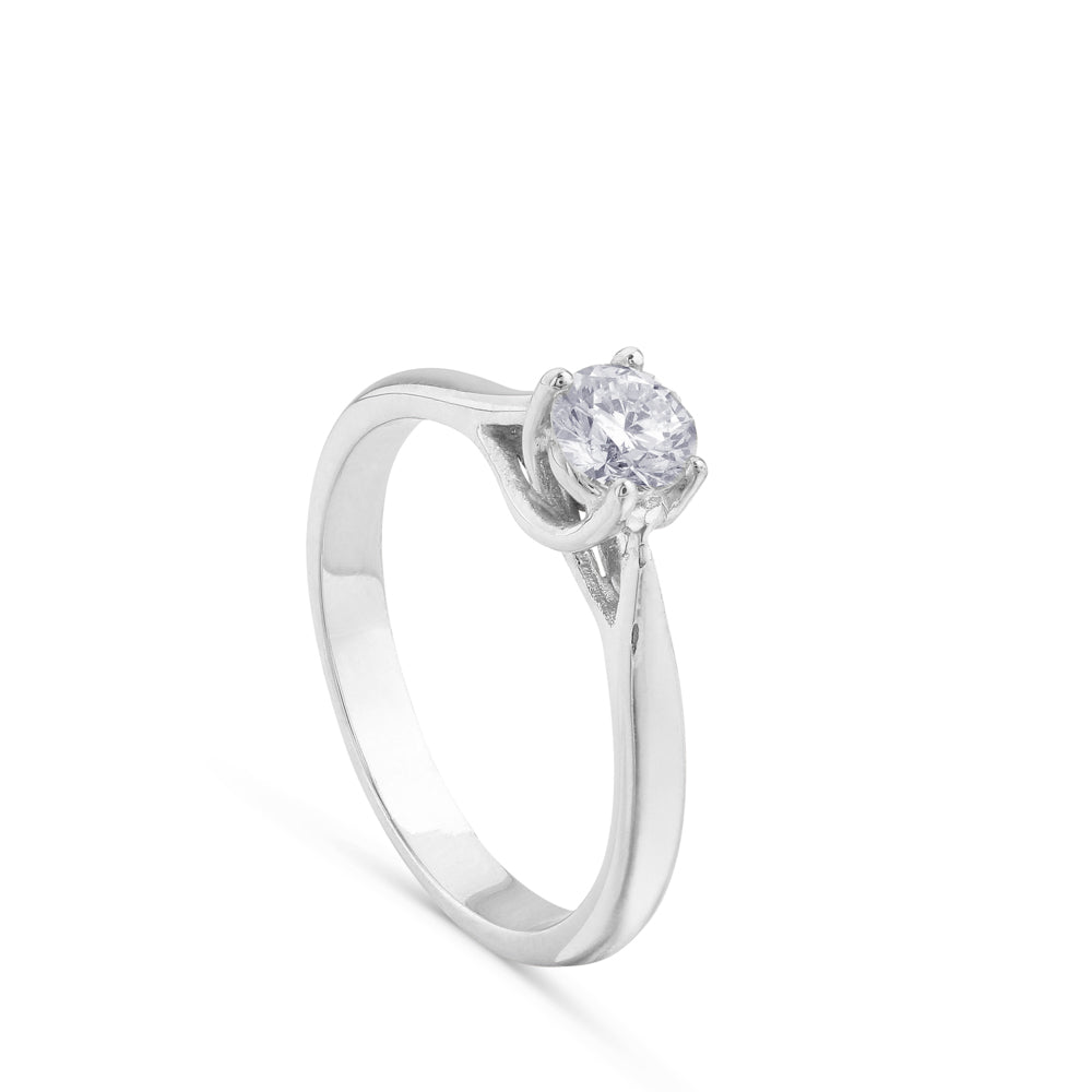 Anillo compromiso Solitario oro blanco 0,35 quilates 4 garras|Chocrón Joyeros