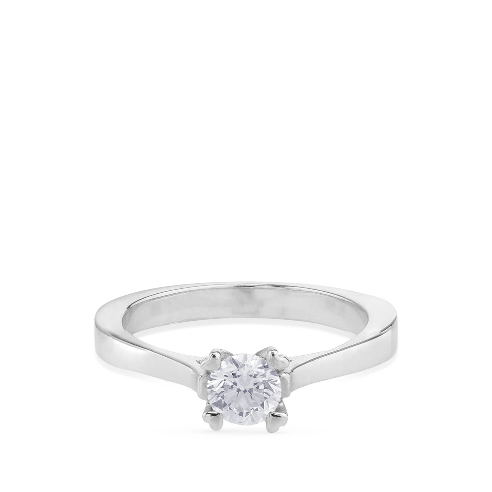 Solitario "Julieta" de oro blanco con diamante talla brillante de 0.33 quilates