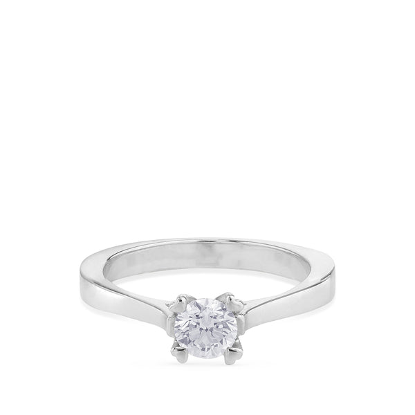 Solitario "Julieta" de oro blanco con diamante talla brillante de 0.21 quilates