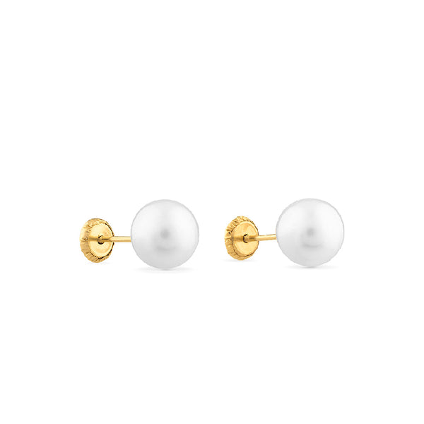 Pendientes de perlas en oro amarillo 7mm