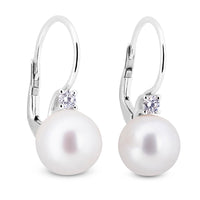 Pendientes-oro-blanco-diamantes-perlas - Ref J4839PB
