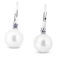 Pendientes-oro-blanco-diamantes-perlas - Ref J4839PB