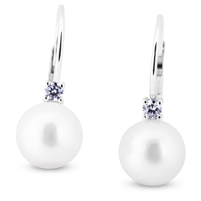 Pendientes-oro-blanco-diamantes-perlas - Ref J4839PB