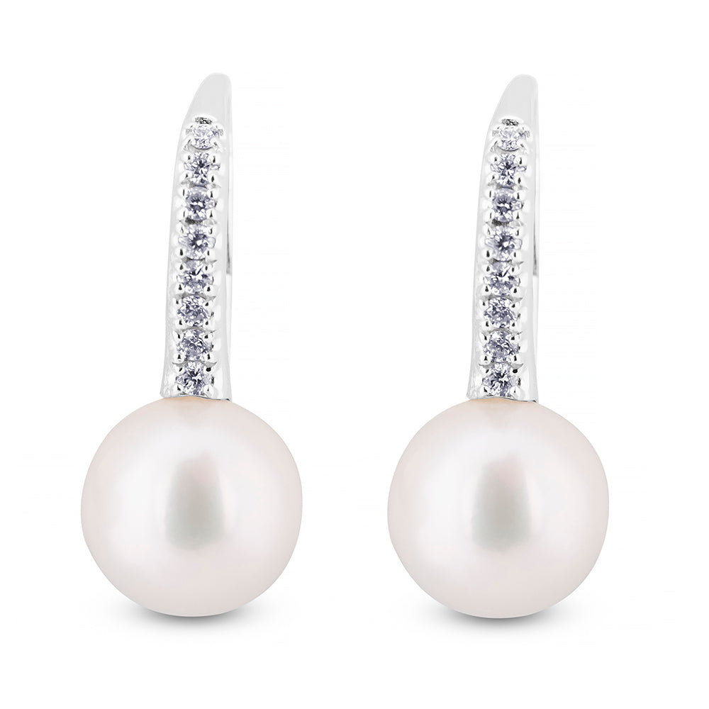 Pendientes-oro-blanco-pave-diamantes-perlas - Ref J4841PB