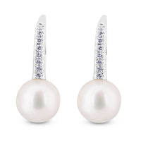 Pendientes-oro-blanco-pave-diamantes-perlas - Ref J4841PB