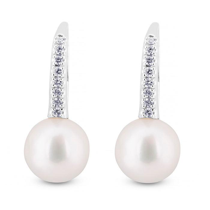 Pendientes-oro-blanco-pave-diamantes-perlas - Ref J4841PB