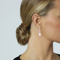 Pendientes en lagrima de oro blanco con diamantes y morganita
