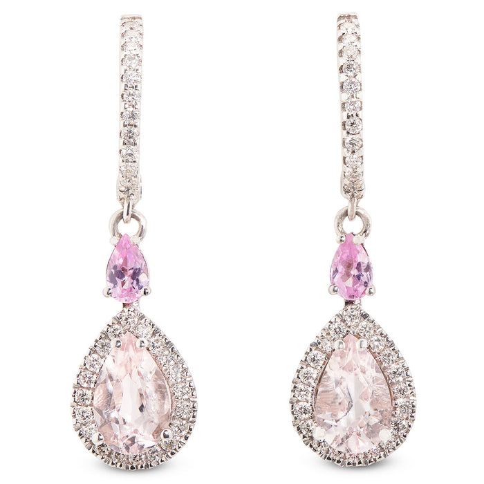 Pendientes-oro-blanco-lagrima-diamantes-morganita - Ref J4868PB