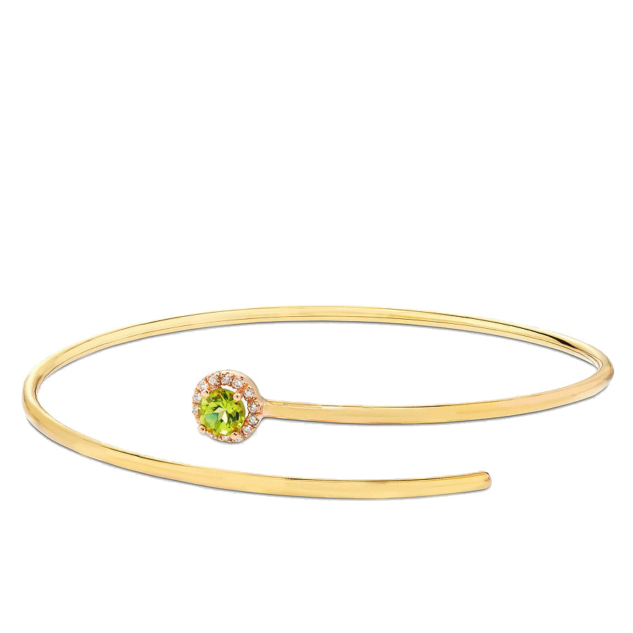 pulsera muelle oro rosa con peridoto_chocron joyeros