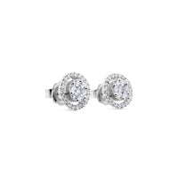 Pendientes de oro blanco con diamantes y orla de diamantes