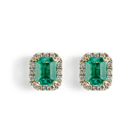 Pendientes-oro-blanco-esmeralda-diamantes - Ref J4956PB