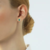 Pendientes "Royal Trilogy" de oro blanco con esmeralda y diamantes