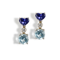 Pendientes-corazon-oro-blanco-amatista-brillante-aguamarina - Ref J4977PB