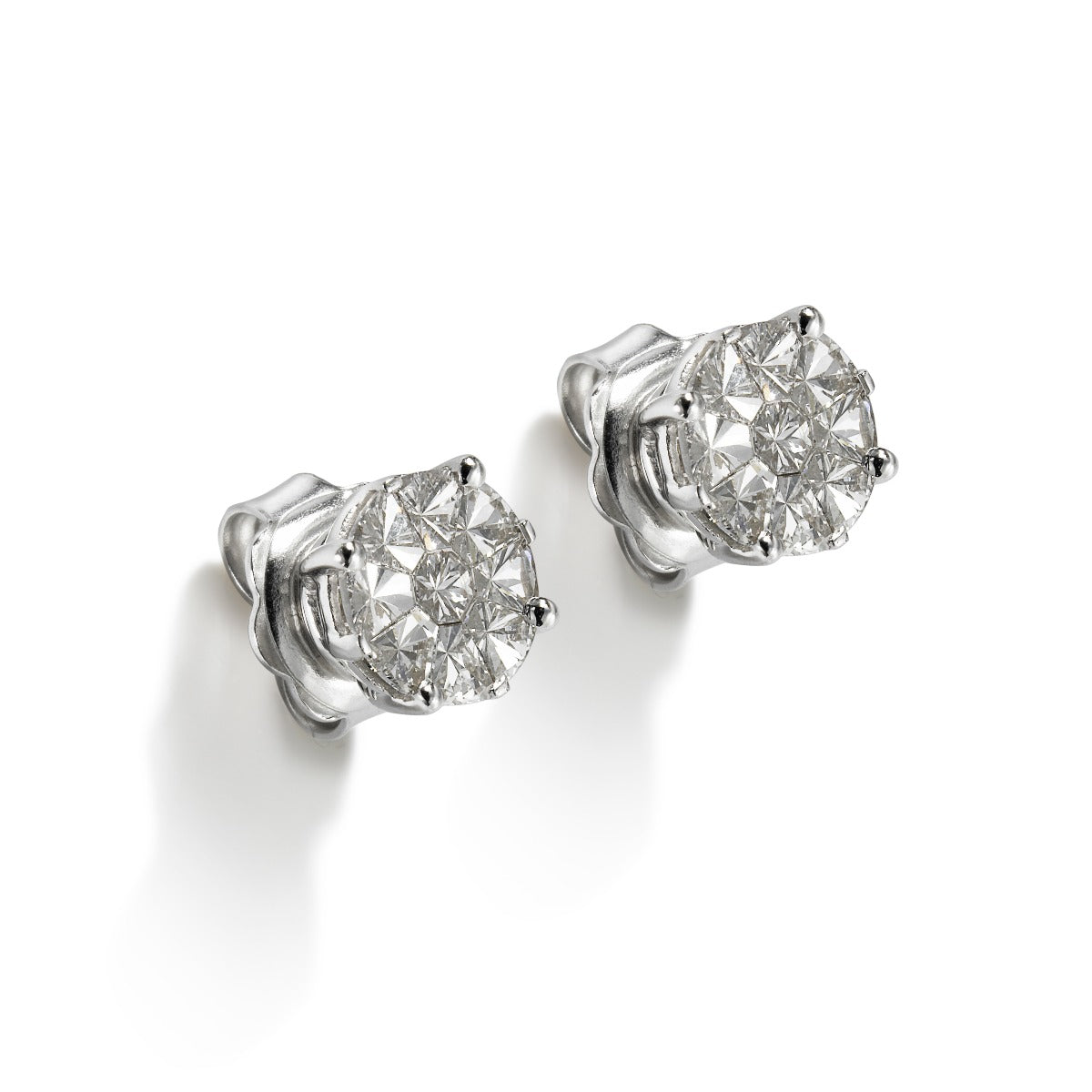 Pendientes Bouquet de oro blanco con diamantes y engaste invisible en 8 garras
