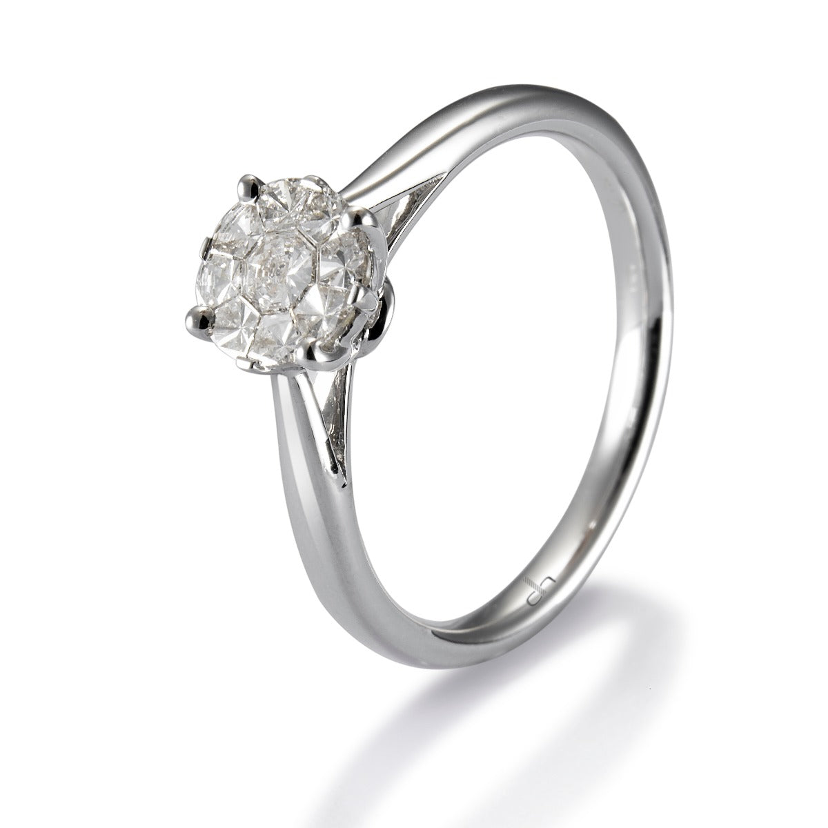 Sortija-oro-blanco-engaste-invisible-8-garras- Ref J4995SB_Chocrón Joyeros