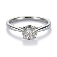 Sortija Bouquet  de oro blanco con diamantes y engaste invisible en 8 garras