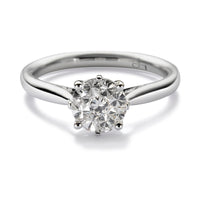 Sortija Bouquet de oro blanco con diamantes y engaste invisible en 8 garras