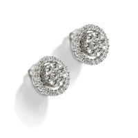 Pendientes de oro blanco con diamantes y orla de diamantes