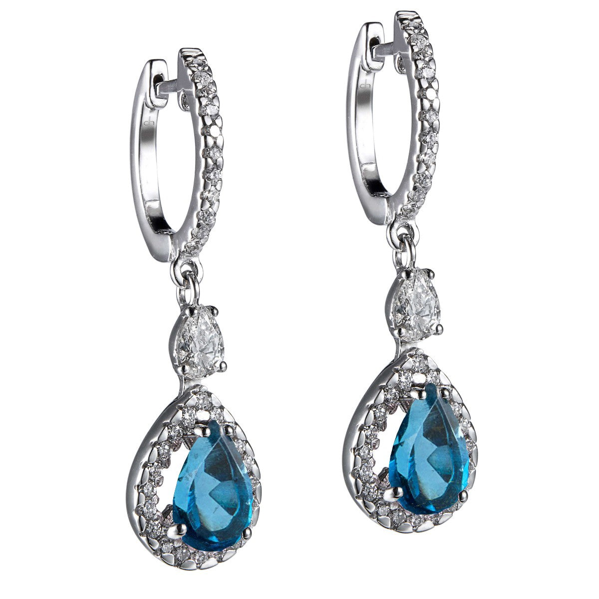 Pendientes_oro_blanco_topacio_london_pera_diamantes_ Ref J5774PB_Chocrón Joyeros