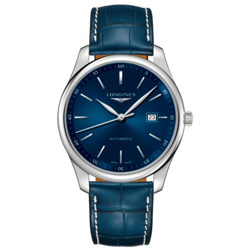 reloj hombre Longines Master Collection 42mm azul en acero y piel - L28934920- Chocrón Joyeros