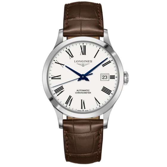 reloj hombre Longines Record Collection 40mm en acero y piel- Chocrón Joyeros- L28214112