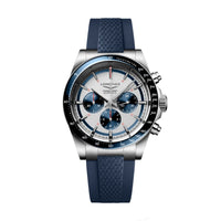 Longines Conquest Cronógrafo esfera blanca bisel correa azul 42mm