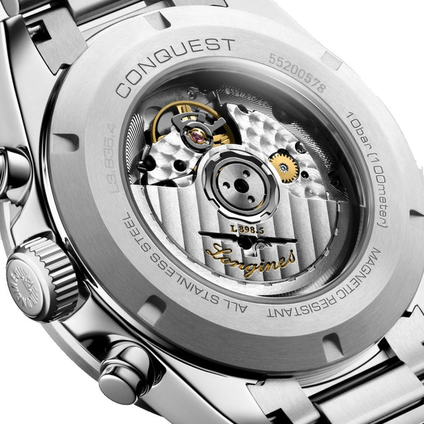 Longines Conquest Cronógrafo esfera blanca bisel verde 42mm