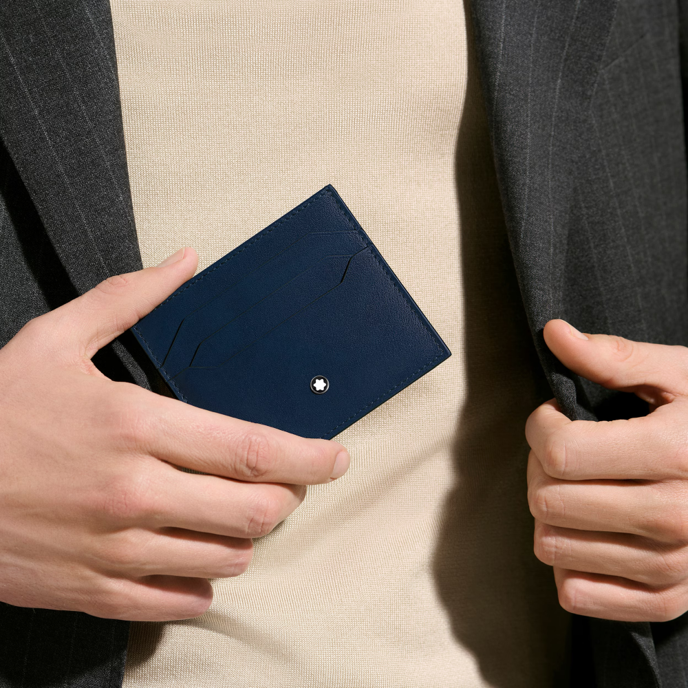 Montblanc Tarjetero para 6 Tarjetas de Piel Meisterstück azul
