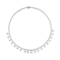 Collar Riviere de oro blanco con estrellas de diamantes