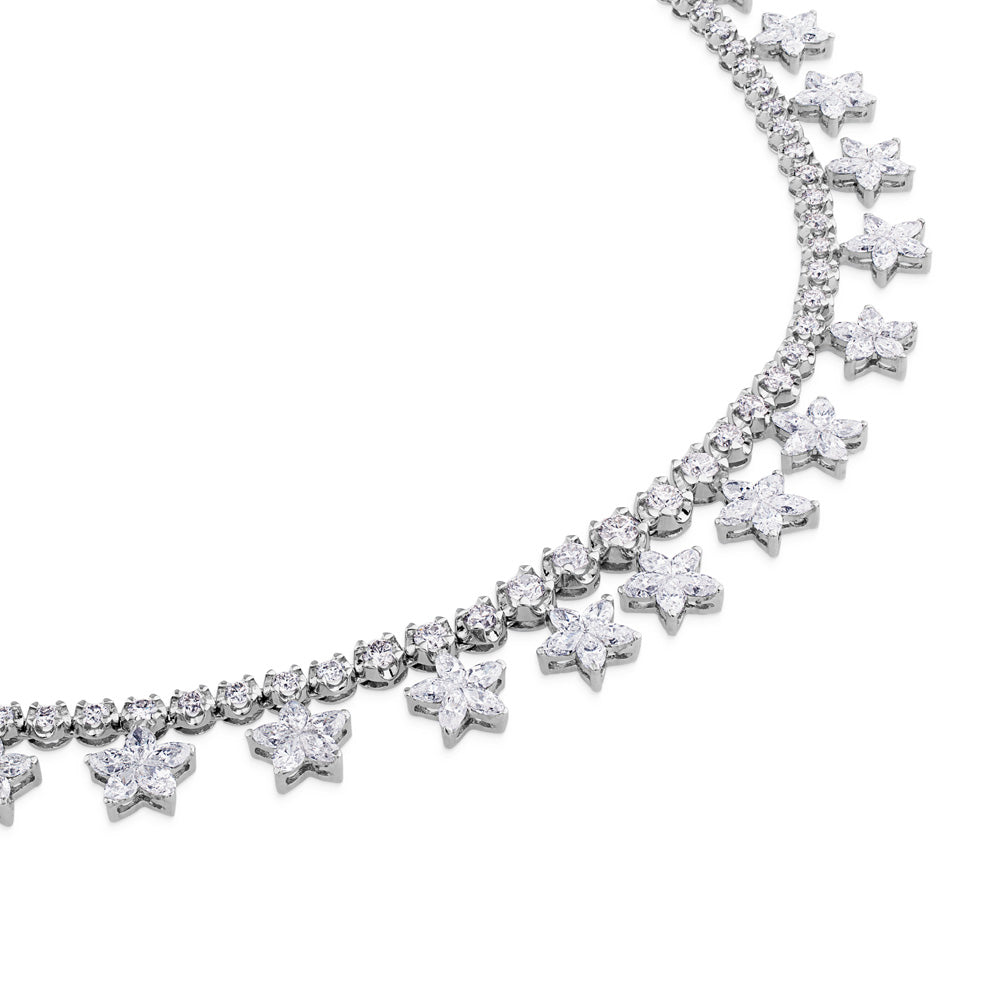 Collar Riviere de oro blanco con estrellas de diamantes