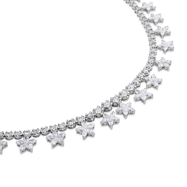 Collar Riviere de oro blanco con estrellas de diamantes