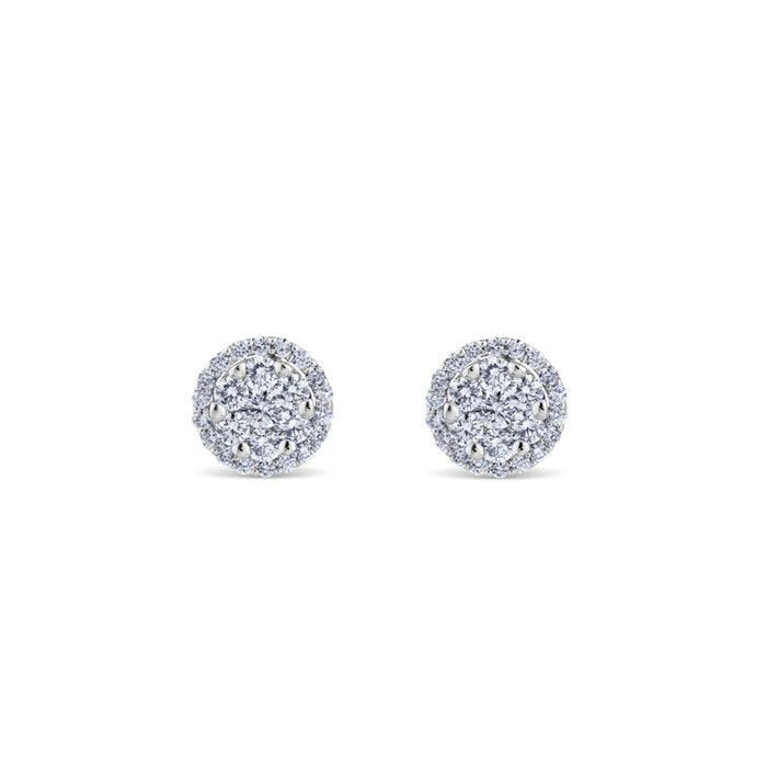 Pendientes desmontables de oro blanco y pavé de diamantes con orla de pavé de diamantes