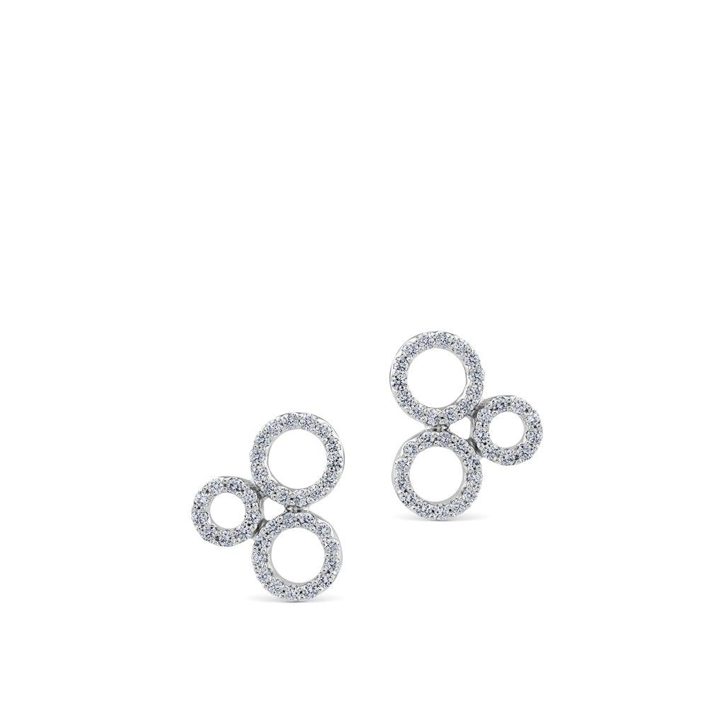 Pendientes de oro blanco con 3  círculos de pavé de diamantes