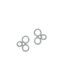 Pendientes de oro blanco con 3  círculos de pavé de diamantes