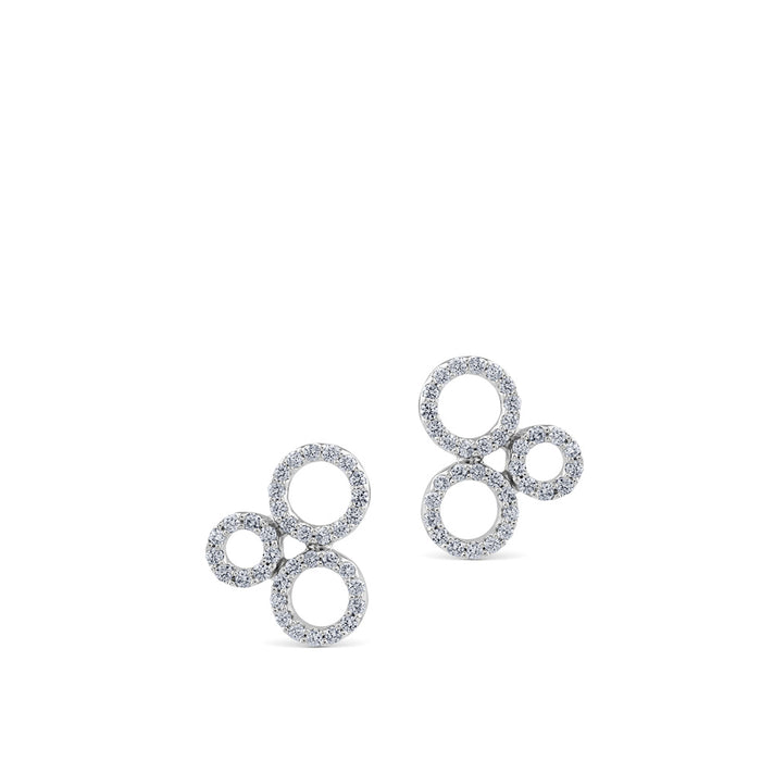 Pendientes de oro blanco con 3  círculos de pavé de diamantes