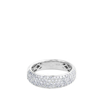 Sortija media caña ancha de oro blanco con pavé de diamantes de 0,89 quilates