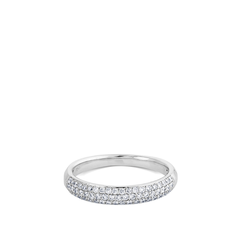 Sortija media caña de oro blanco con pavé de diamantes de 0,47 quilates