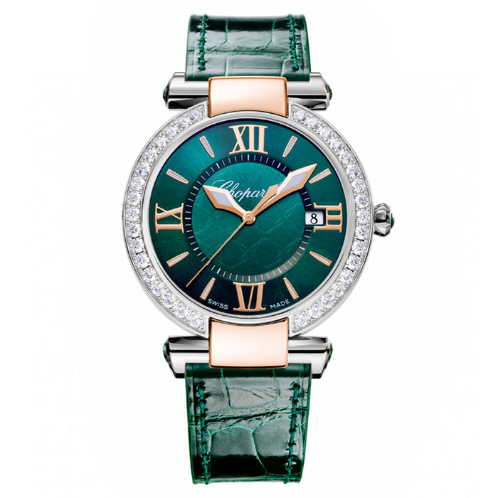 Chopard Imperiale 36 mm Oro Rosa, Acero, Turmalinas verdes y diamantes